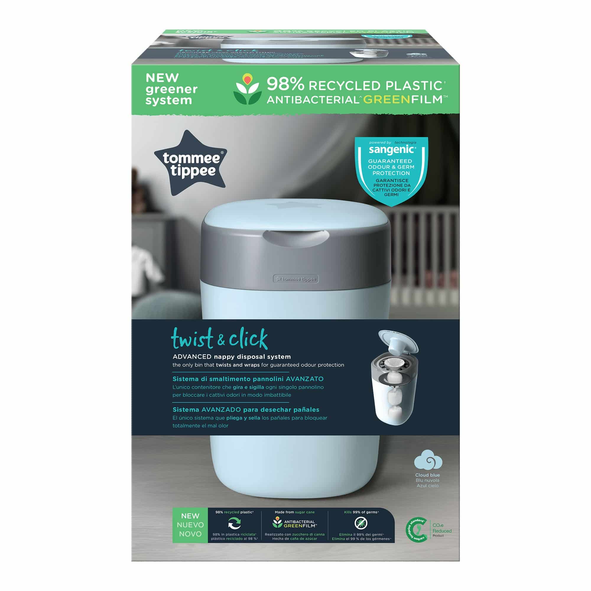 Tommee Tippee Twist and Click Advanced Nappy Bin Refill Cassettes,  Sustainably Sourced Antibacterial GREENFILM, Pack of 3 (Packaging May Vary)  : : Baby Products
