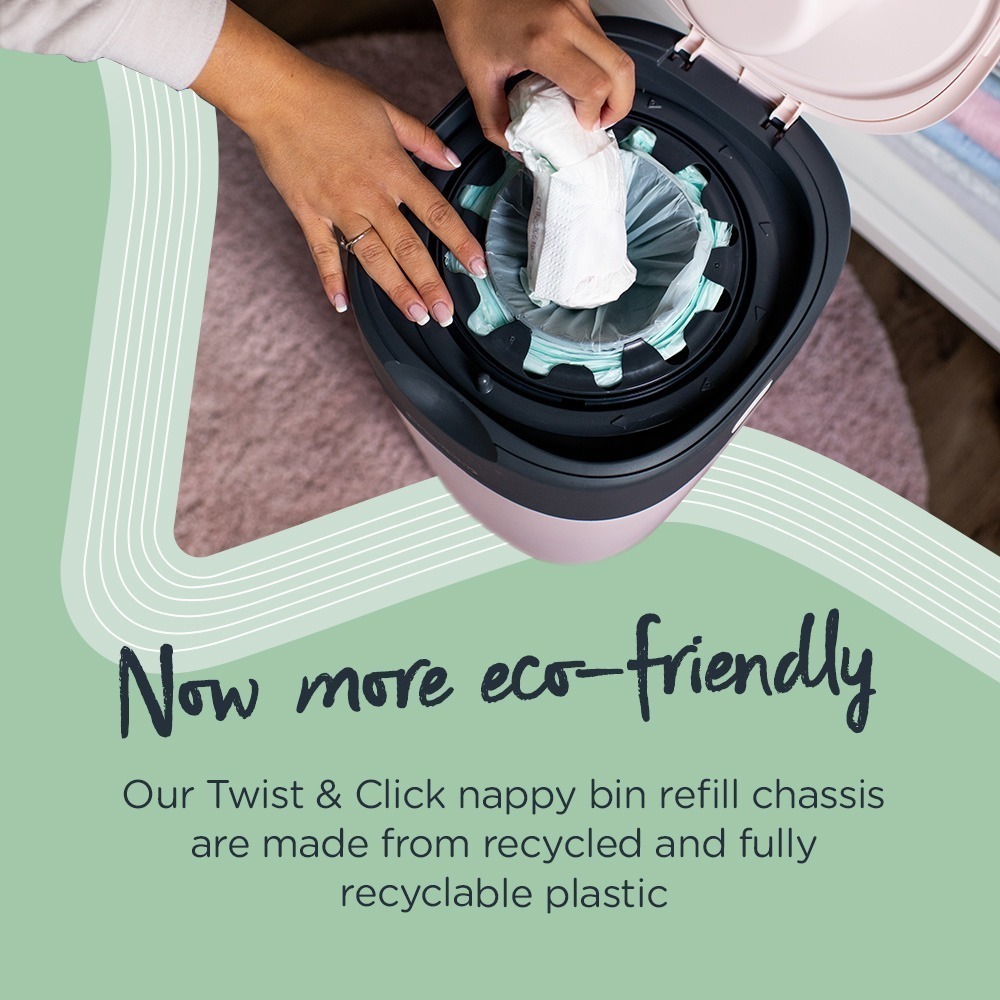 Tommee Tippee Twist Click Nappy Disposal Sangenic Bin with 6 refills