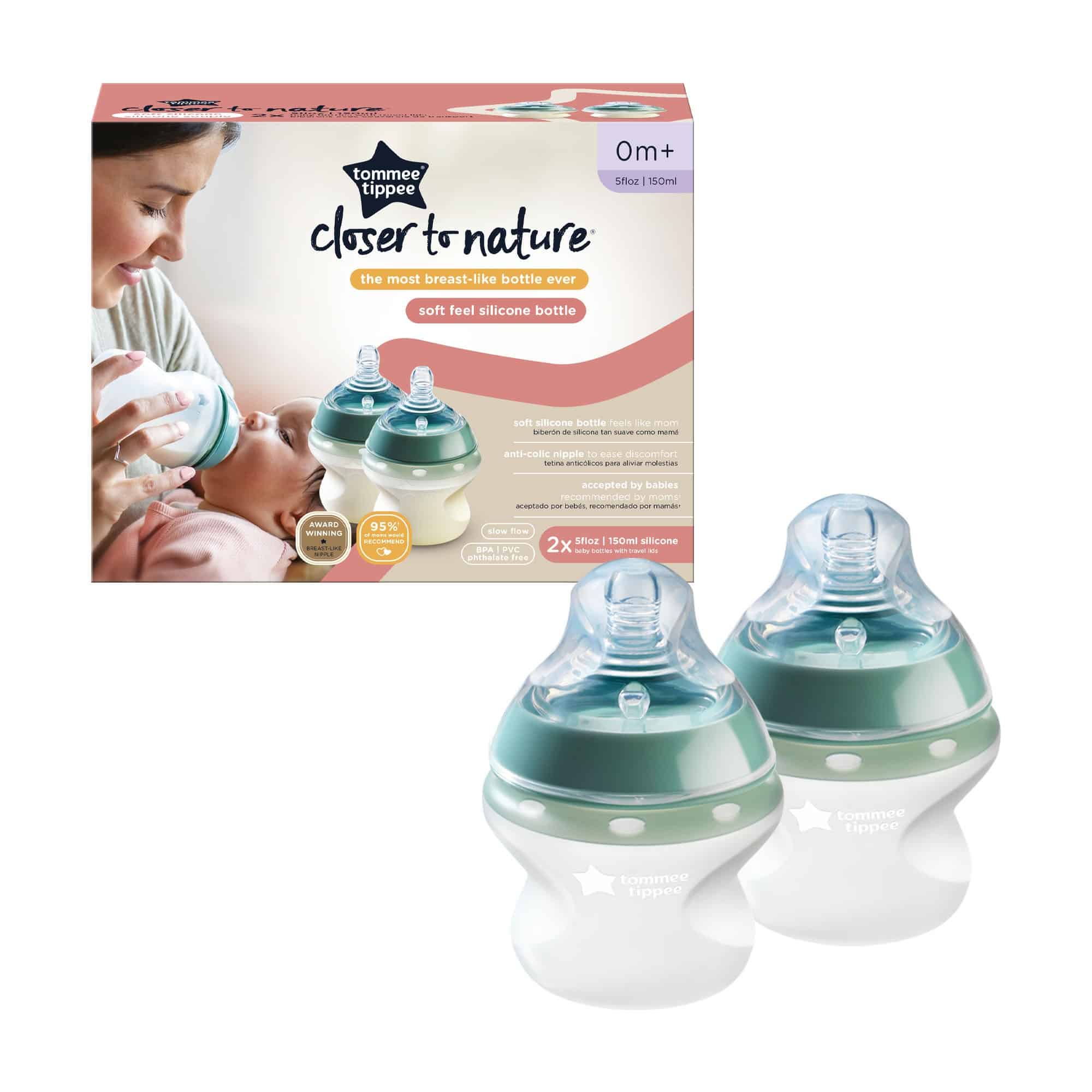 Silicone Baby Bottle - Soft Natural Feel, Anti-Colic