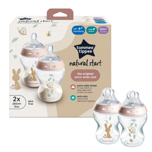Tommee Tippee Natural Start 260ml Decorated Bottle 2pk - Girl - Image 5